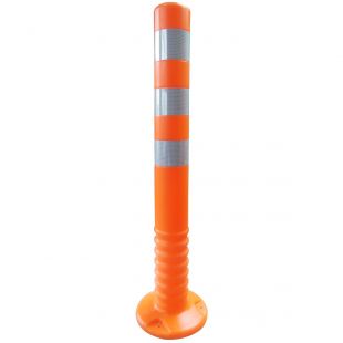 Słupek parkingowy blokujący U-12c | PCV, 75 cm, na stopie, elastyczny, uchylny, pomarańczowy